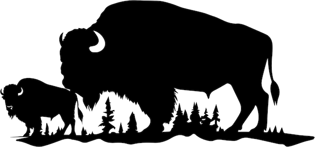 Vector black bison animal images