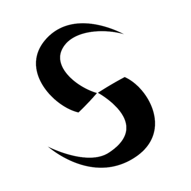 black blade shaped letter s icon