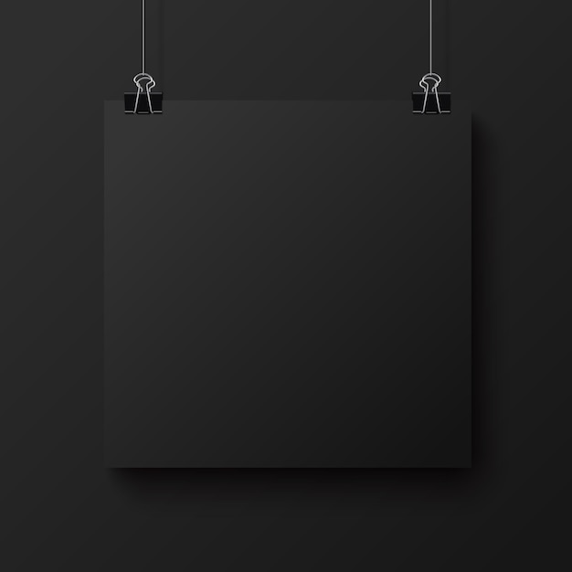 Black blank square sheet of paper