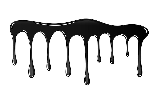 Vector black blot oil liquid paint ink splash stain spill flowing drop