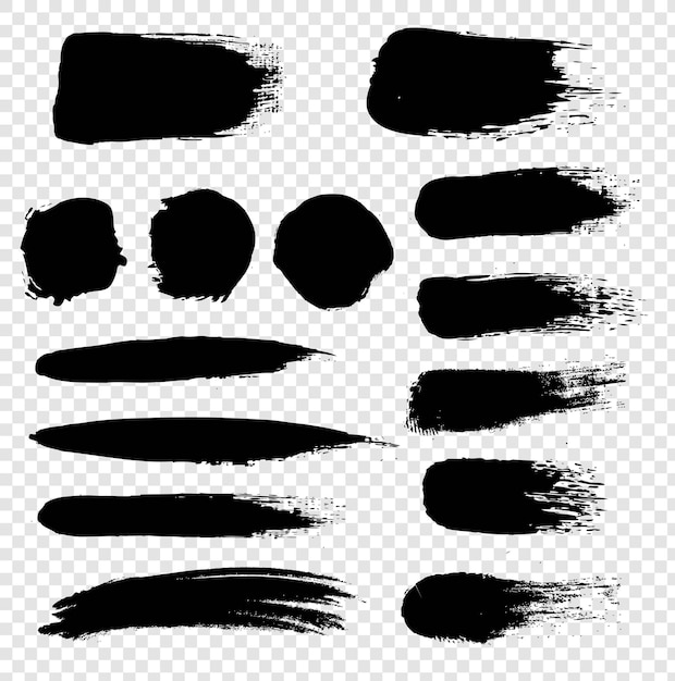 Black Blot Set With Transparent Background, Vector Illustration