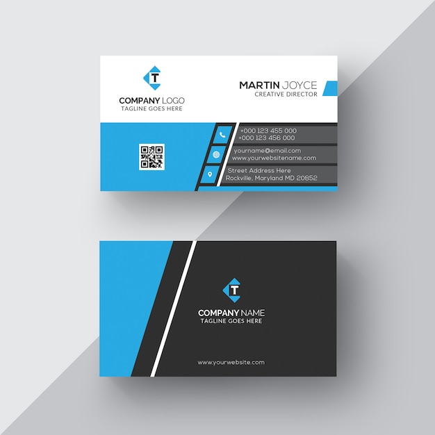 Vector black & blue corporate business card template