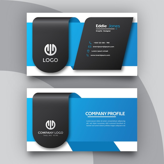 Black and blue creative business card design template