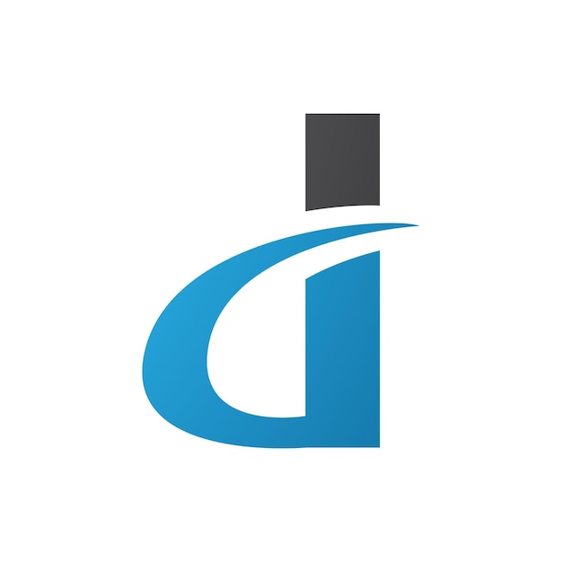 Икона черно-голубой кривой заостренной буквы D