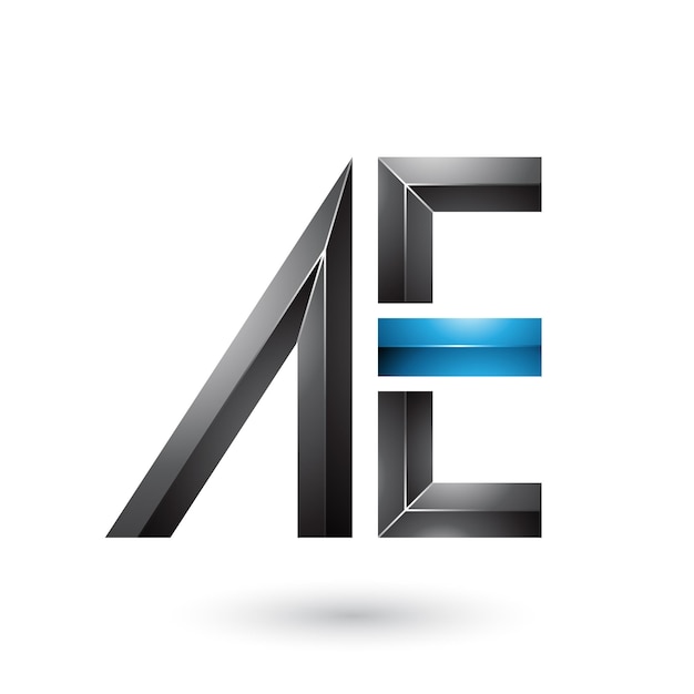 Black and Blue Glossy Dual Letters of A and E Vector Illustration