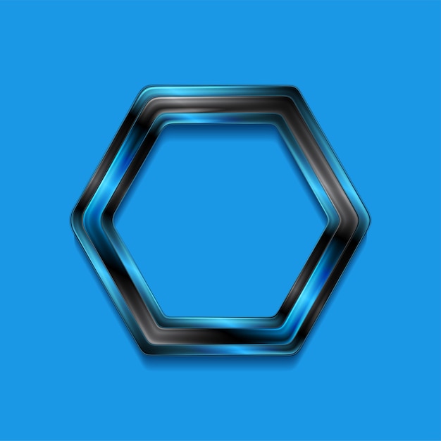 Vector black and blue glossy hitech geometric hexagons abstract background vector technology design