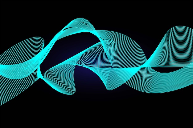 Black and blue gradient background with blue wavy lines