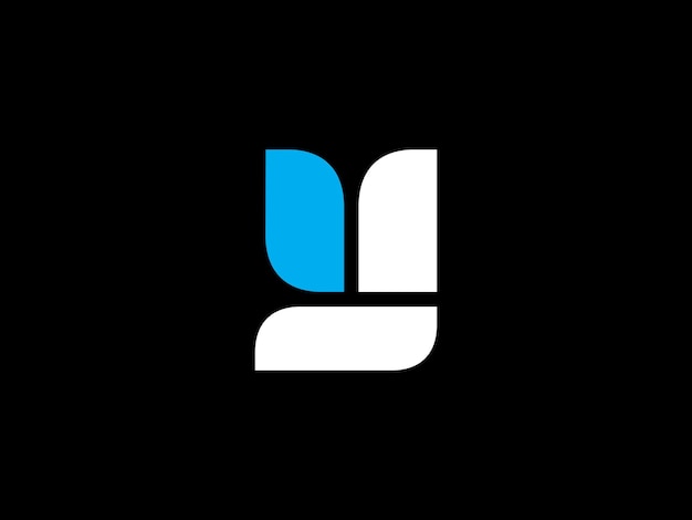 A black and blue logo with the letter l on it