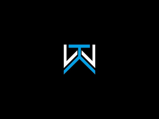 A black and blue logo with the letter w on it