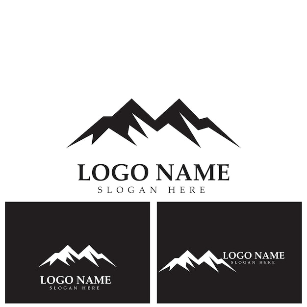 Black and blue mountain logo design template