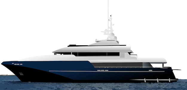 Vector black blue ocean yacht vector illustration