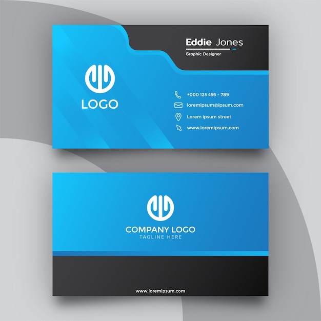 Black and blue professional business card design template