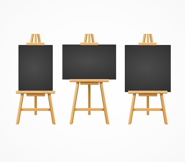 Vector black board easel blank empty template set vector