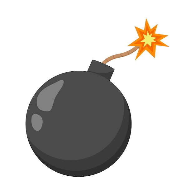 Black bomb isolated on white background. flat vector illustration.