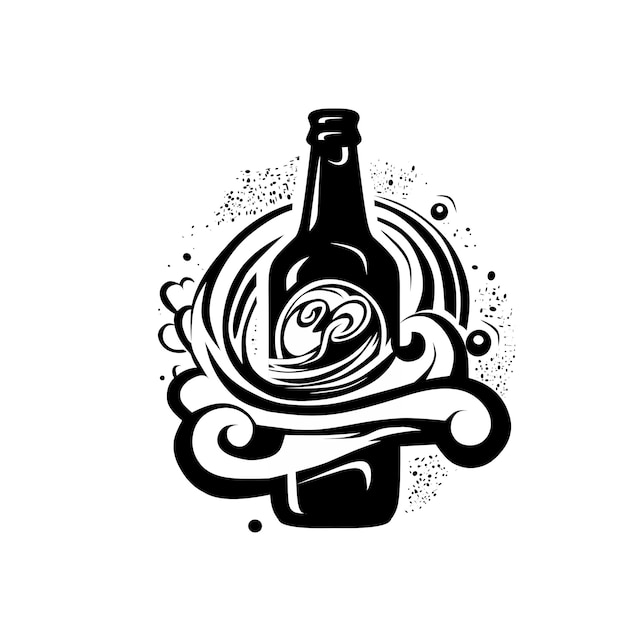 Black bottle logo illustration design on a white background