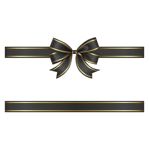 Black bow and ribbon with gold edging for black friday backgrounds