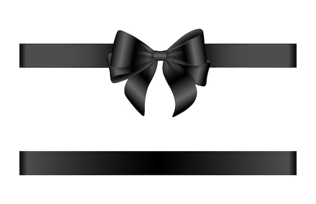 Vector black bow and ribbon