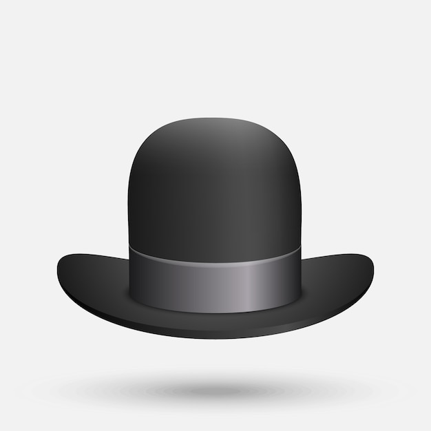 Black bowler hat on a white background