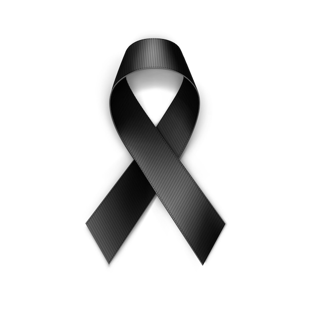 Black Breast Cancer Ribbon Isolated on White