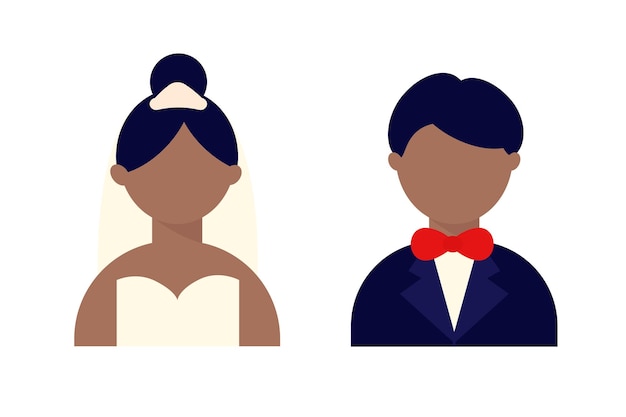 Black bride and groom vector illustration