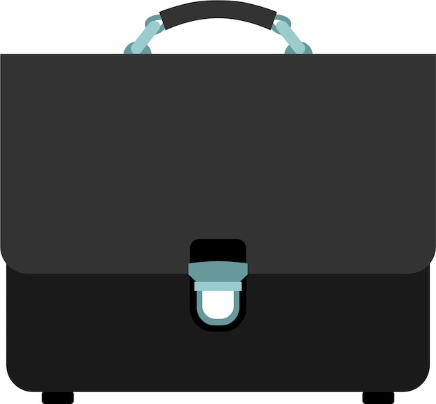 Vector black briefcase in flat style