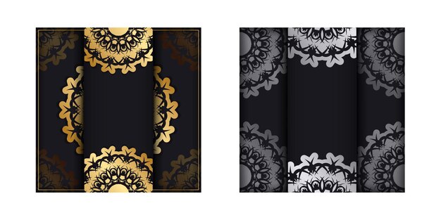 Black brochure with luxurious gold pattern for your congratulations.