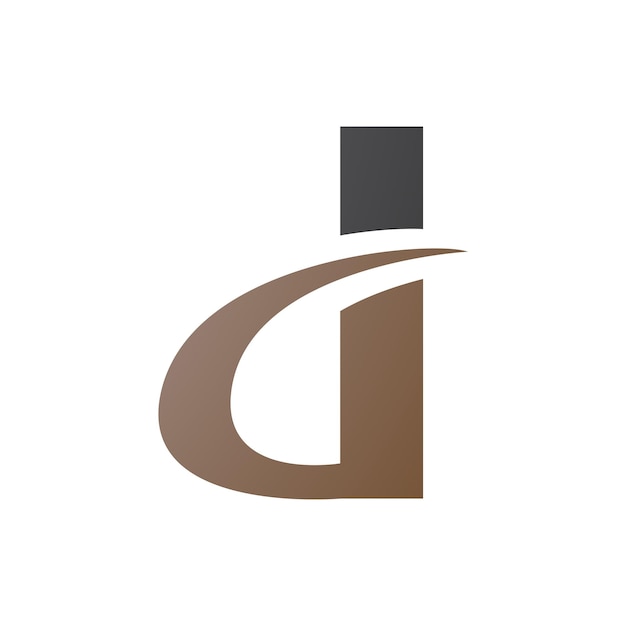 Vector black and brown curvy pointed letter d icon