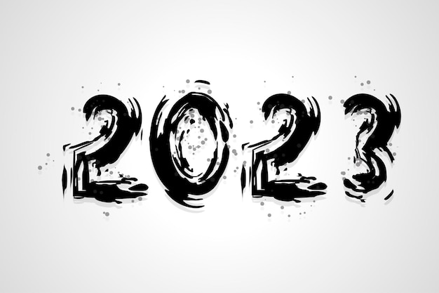 A black brush calligraphy with the number 2023 on a white background