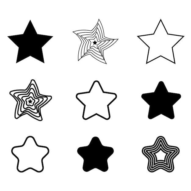 Vector black brush stars set. vector illustration. stock image. eps 10.