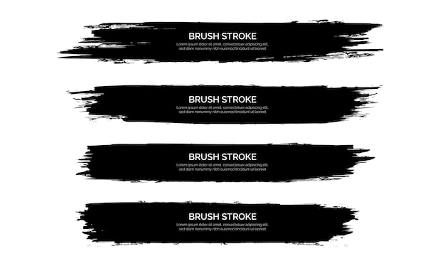 Vector black brush stroke banner template collection