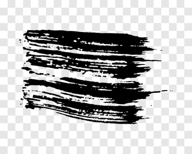 Black brush stroke Hand drawn ink spot isolated on transparent background Vector illustration