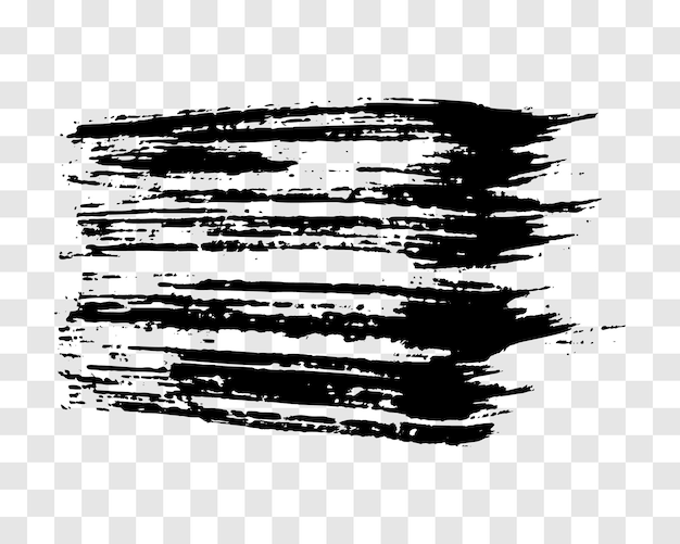 透明な背景ベクトル図に分離された黒いブラシ ストローク手描きのインク スポット