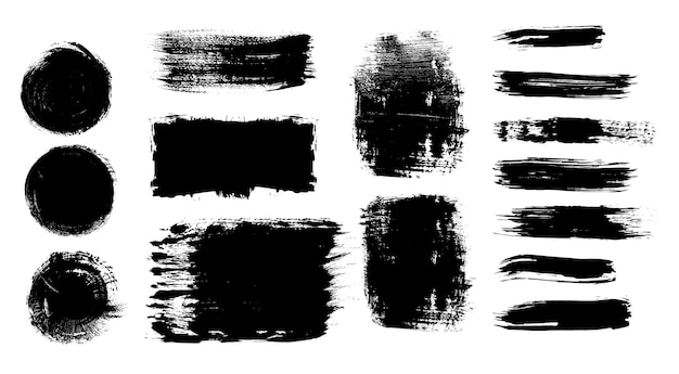 Black brush stroke set collection of painted grunge stripes