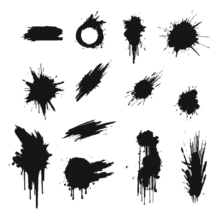 Vector ブラック ブラッシュ ストロークセット