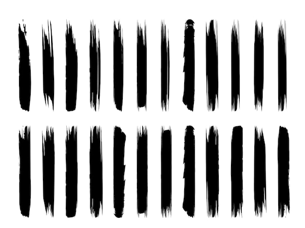 Vector black brush stroke set