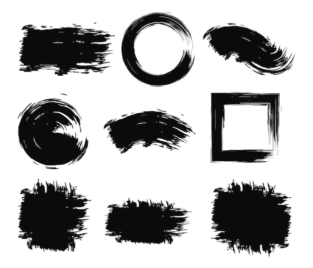 Black brush stroke set