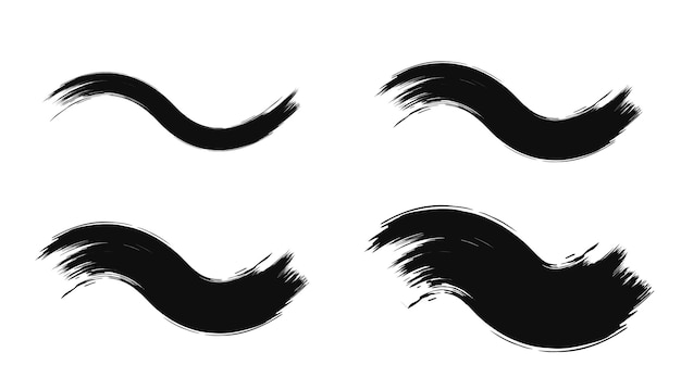 Vector black brush stroke set