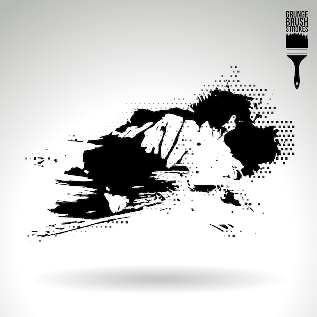 Black brush stroke and texture Grunge vector abstract hand painted element Underline and border