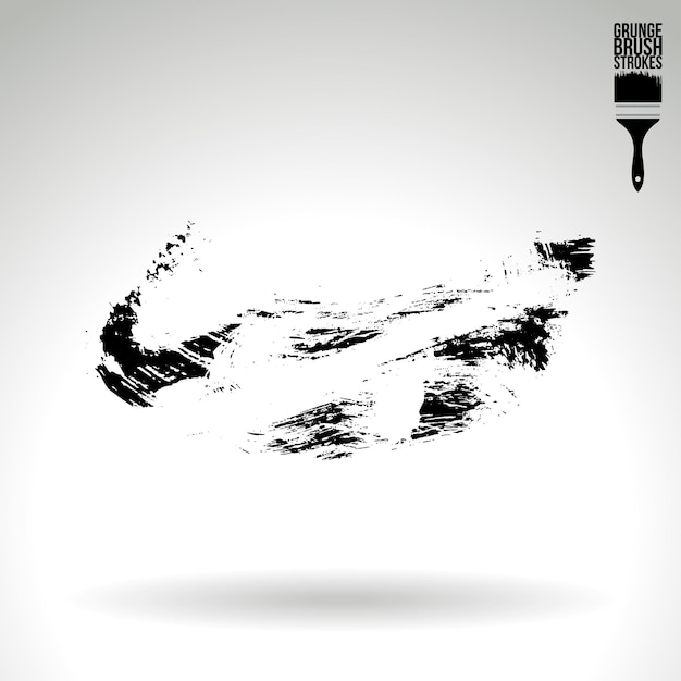 Black brush stroke and texture Grunge vector abstract hand painted element