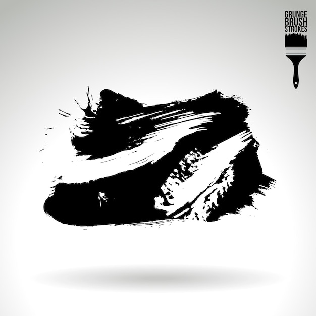 Black brush stroke and texture Grunge vector abstract hand painted element