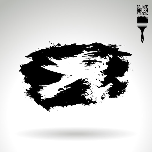 Black brush stroke and texture Grunge vector abstract hand painted element