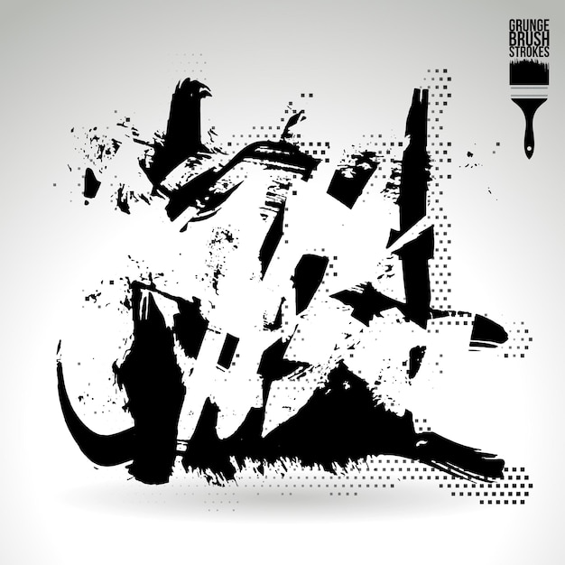 Black brush stroke and texture Grunge vector abstract hand painted element