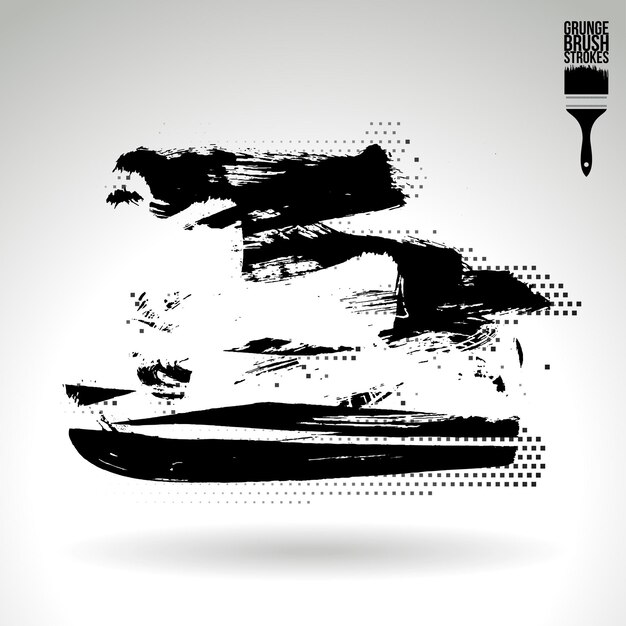 Black brush stroke and texture Grunge vector abstract hand painted element