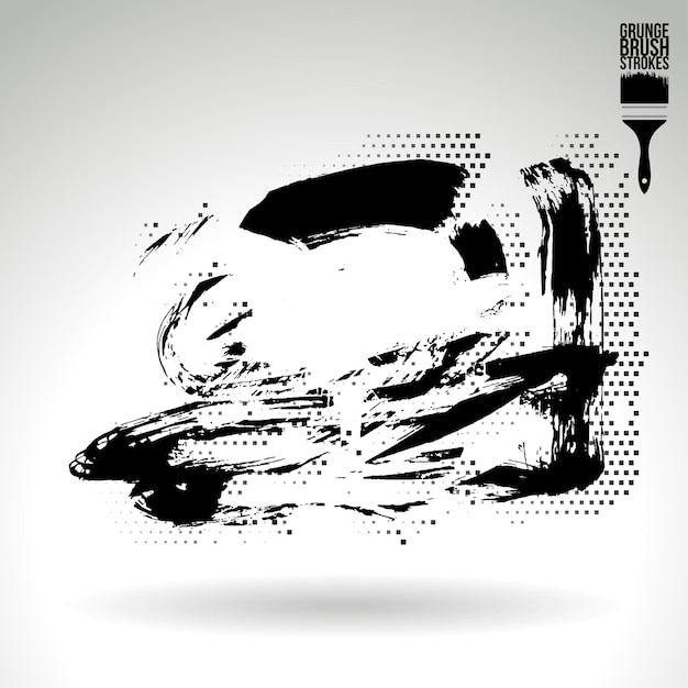 ब्लैक ब्रश स्ट्रोक और टेक्स्चर ग्रंज वेक्टर एब्स्ट्रैक्ट हाथ से पेंट किया हुआ एलिमेंट