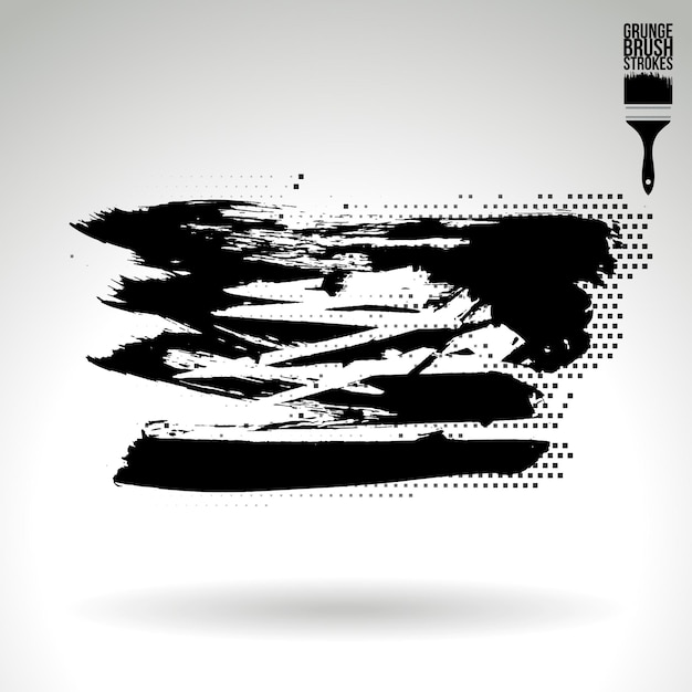 Black brush stroke and texture Grunge vector abstract hand painted element