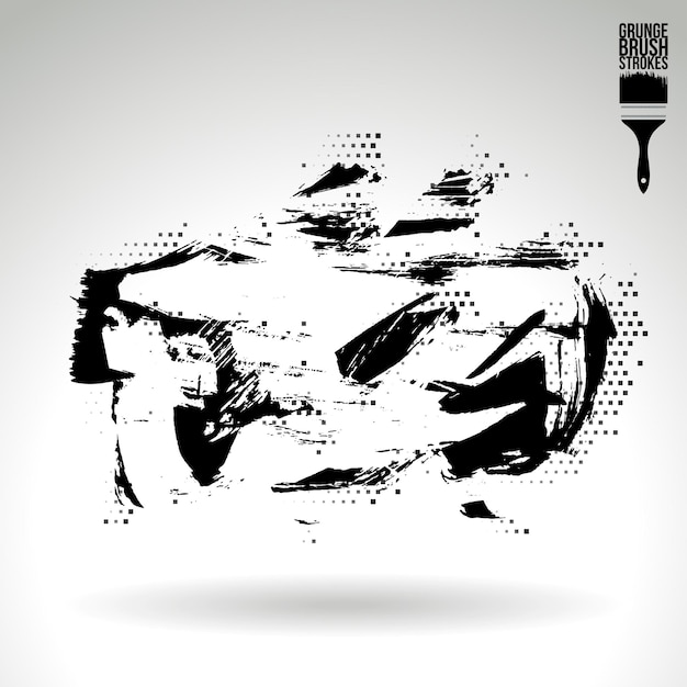Black brush stroke and texture Grunge vector abstract hand painted element