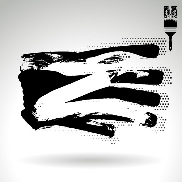 Black brush stroke and texture Grunge vector abstract hand painted element