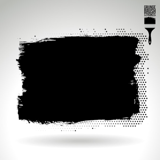 Black brush stroke and texture Grunge vector abstract hand painted element