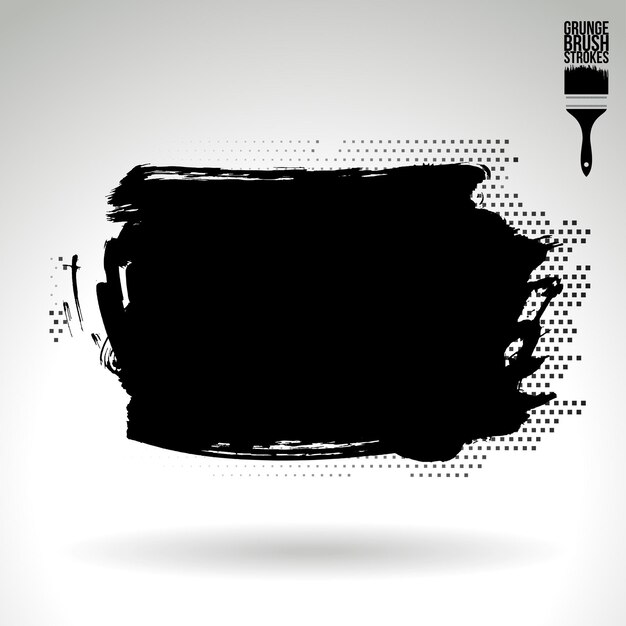 Black brush stroke and texture Grunge vector abstract hand painted element