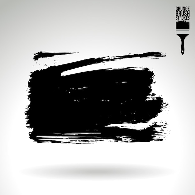 Black brush stroke and texture Grunge vector abstract hand painted element